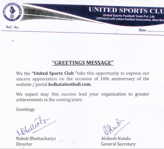  message of UNITED SC for 10th year