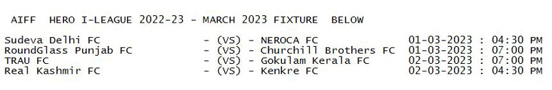 aiff hero i-leaguE 2022-23 : kolkatafootball.com