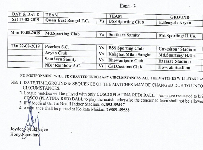  ifa cfl premier-a revised fixture 2019-20