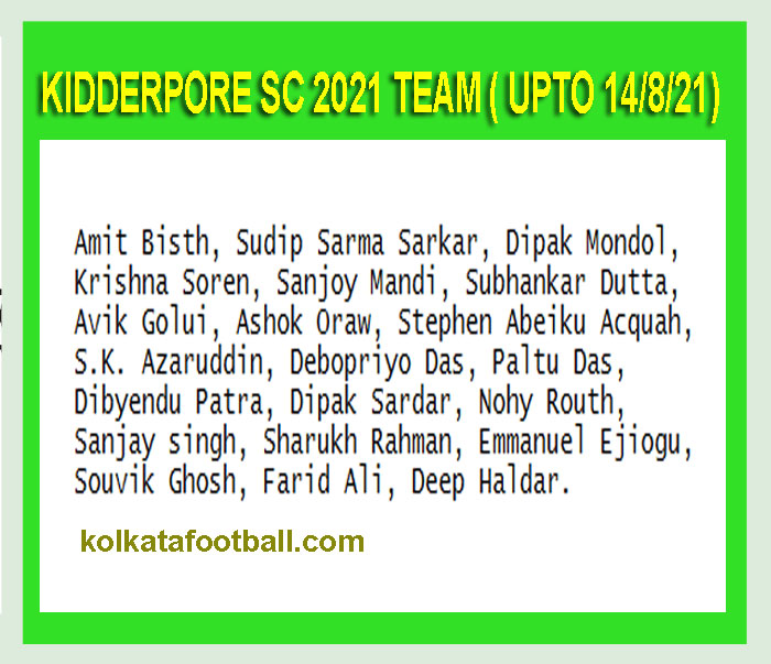 kolkatafootball.com: KIDDERPORE SC IFA CFL 2021-22 TEAM