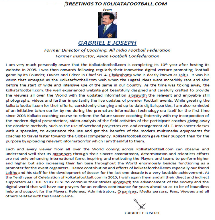  message of GABRIEL E JOSEPH for 10th year